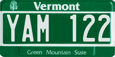 VT license plate YAM122