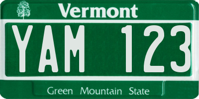 VT license plate YAM123