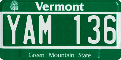 VT license plate YAM136