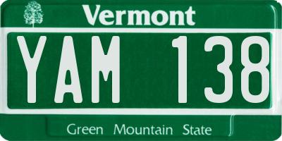 VT license plate YAM138