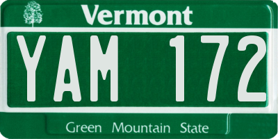 VT license plate YAM172