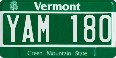 VT license plate YAM180