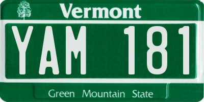 VT license plate YAM181