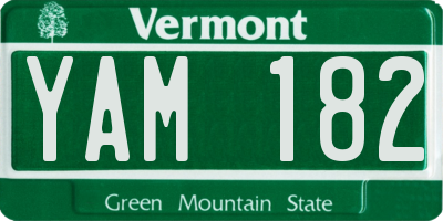 VT license plate YAM182