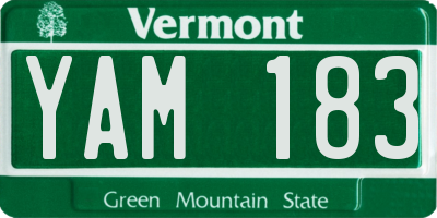 VT license plate YAM183
