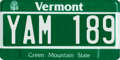 VT license plate YAM189