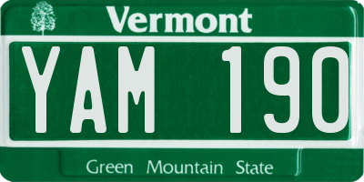 VT license plate YAM190