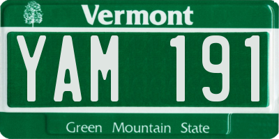 VT license plate YAM191