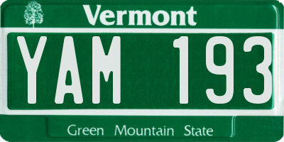 VT license plate YAM193