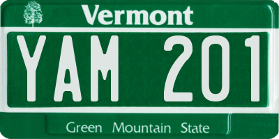 VT license plate YAM201
