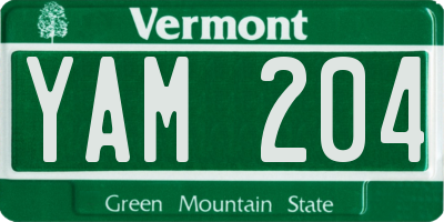 VT license plate YAM204
