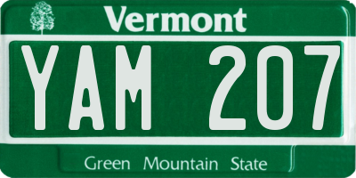 VT license plate YAM207
