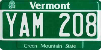 VT license plate YAM208