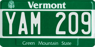 VT license plate YAM209