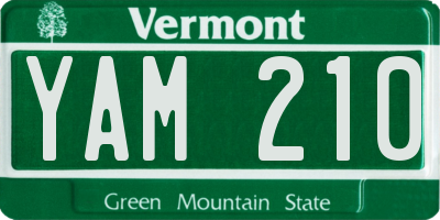 VT license plate YAM210