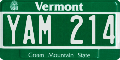 VT license plate YAM214