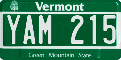 VT license plate YAM215