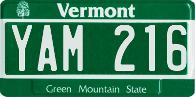 VT license plate YAM216