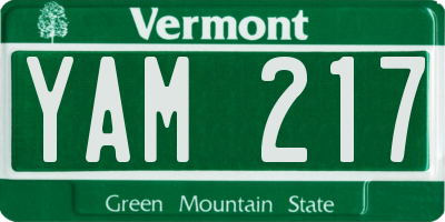 VT license plate YAM217