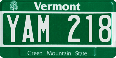 VT license plate YAM218