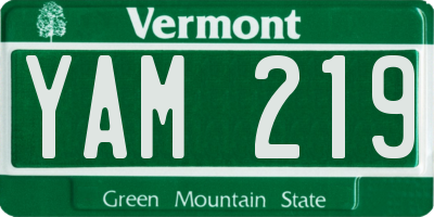 VT license plate YAM219