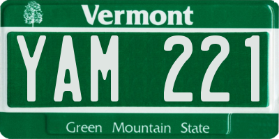 VT license plate YAM221
