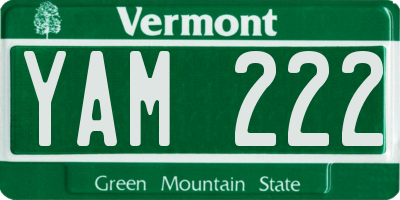 VT license plate YAM222