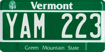 VT license plate YAM223