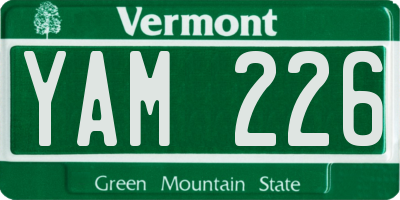 VT license plate YAM226