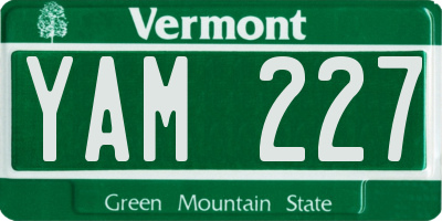 VT license plate YAM227