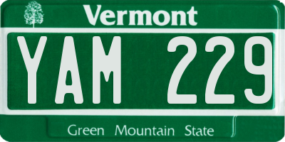 VT license plate YAM229