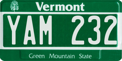 VT license plate YAM232