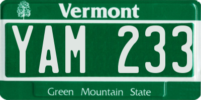 VT license plate YAM233