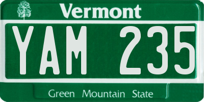 VT license plate YAM235