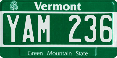 VT license plate YAM236