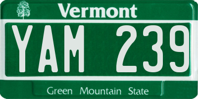 VT license plate YAM239