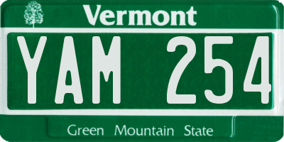 VT license plate YAM254