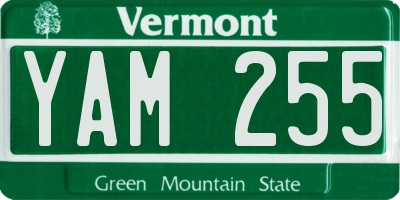 VT license plate YAM255