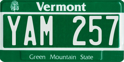 VT license plate YAM257