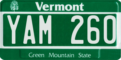 VT license plate YAM260