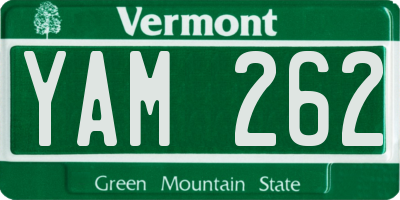 VT license plate YAM262