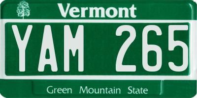 VT license plate YAM265