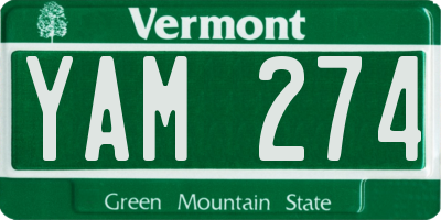 VT license plate YAM274