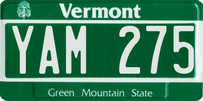 VT license plate YAM275