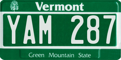 VT license plate YAM287