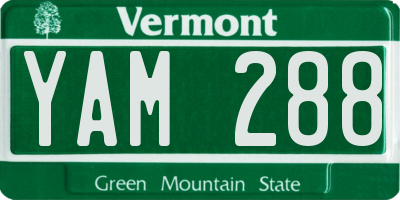 VT license plate YAM288