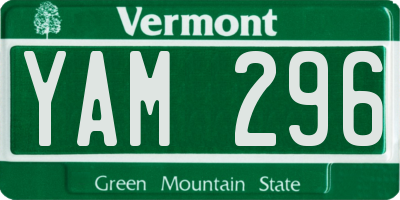 VT license plate YAM296