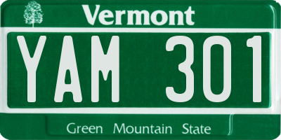 VT license plate YAM301