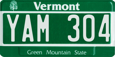 VT license plate YAM304