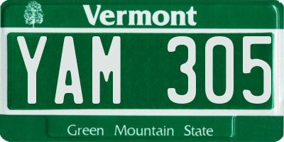 VT license plate YAM305
